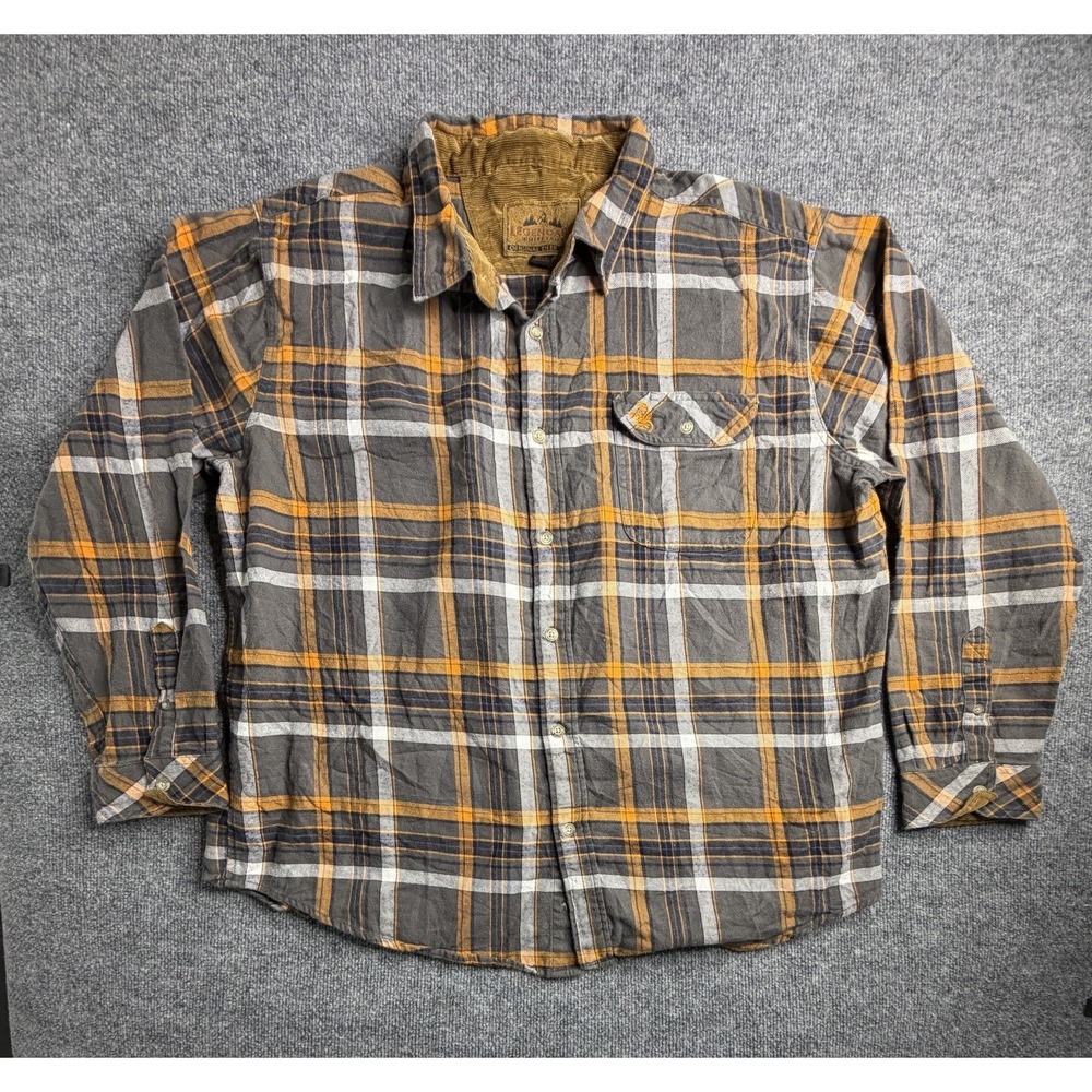 Legendary Whitetails Men Plaid Flannel Orange Corduroy Collar Casual Outdoor 3XL
